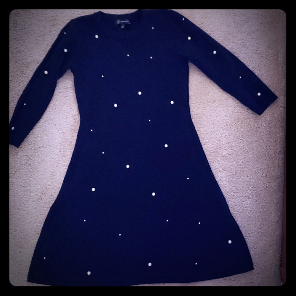 A-Line Sweater Dress Pearl Detail